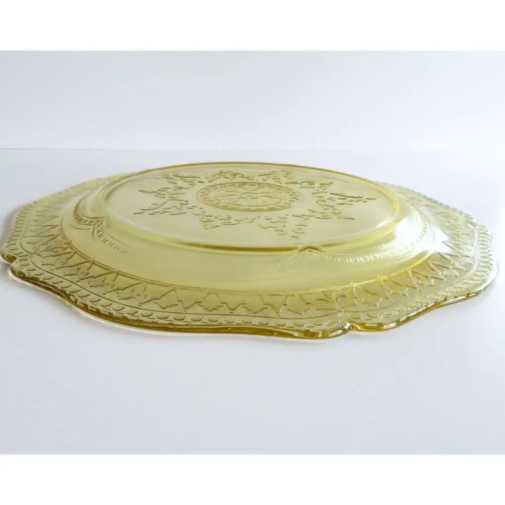 Vintage Federal Patrician Spoke Depression Glass Amber Yellow Dinner Plate 11